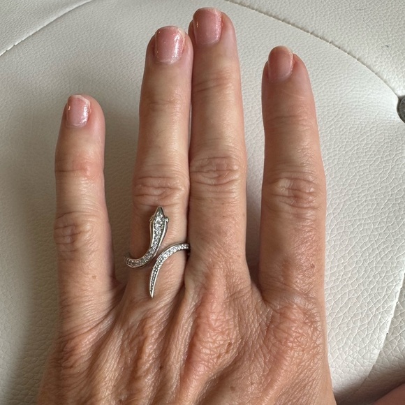Snake Ring Silver and Diamond CZ Adjustable New - Picture 4 of 5